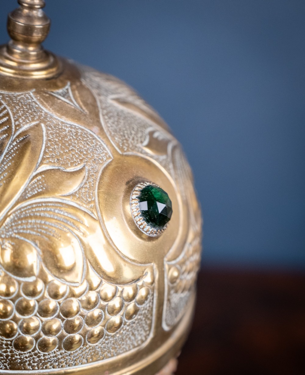 Art Nouveau Jewelled Brass Pullman's Carriage Lamp View V