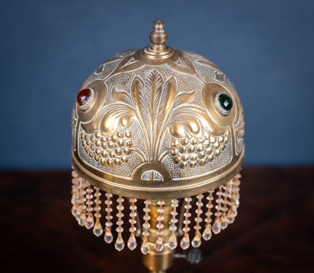 Art Nouveau Jewelled Brass Pullman's Carriage Lamp View VI
