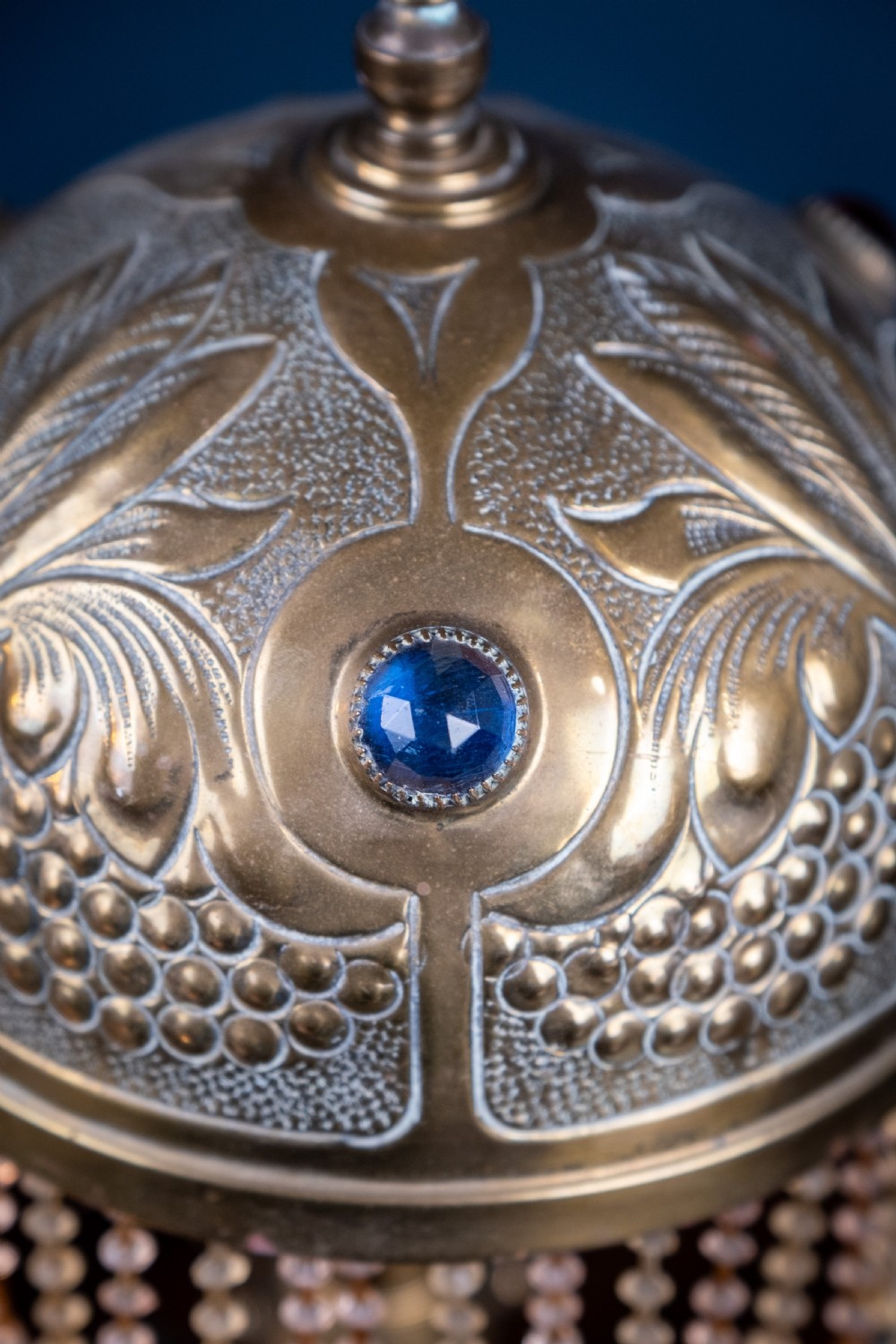 Art Nouveau Jewelled Brass Pullman's Carriage Lamp View VII