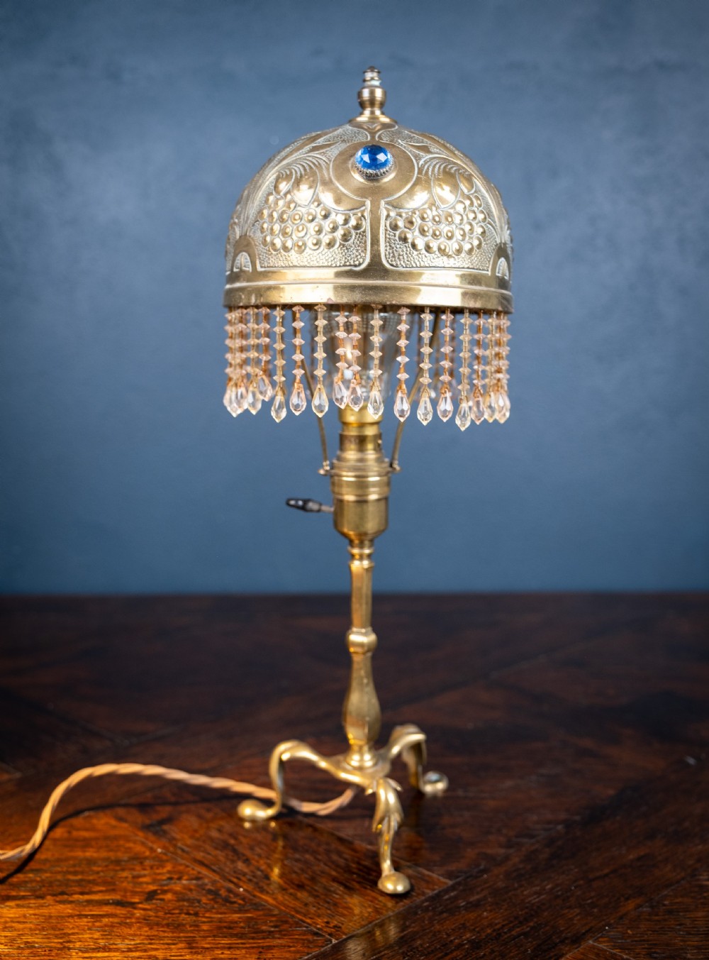 Art Nouveau Jewelled Brass Pullman's Carriage Lamp View VIII