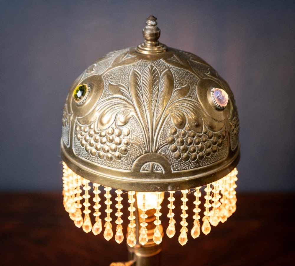 Art Nouveau Jewelled Brass Pullman's Carriage Lamp View IX