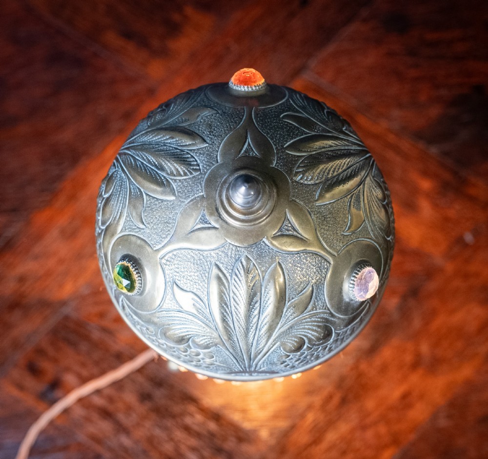Art Nouveau Jewelled Brass Pullman's Carriage Lamp View X