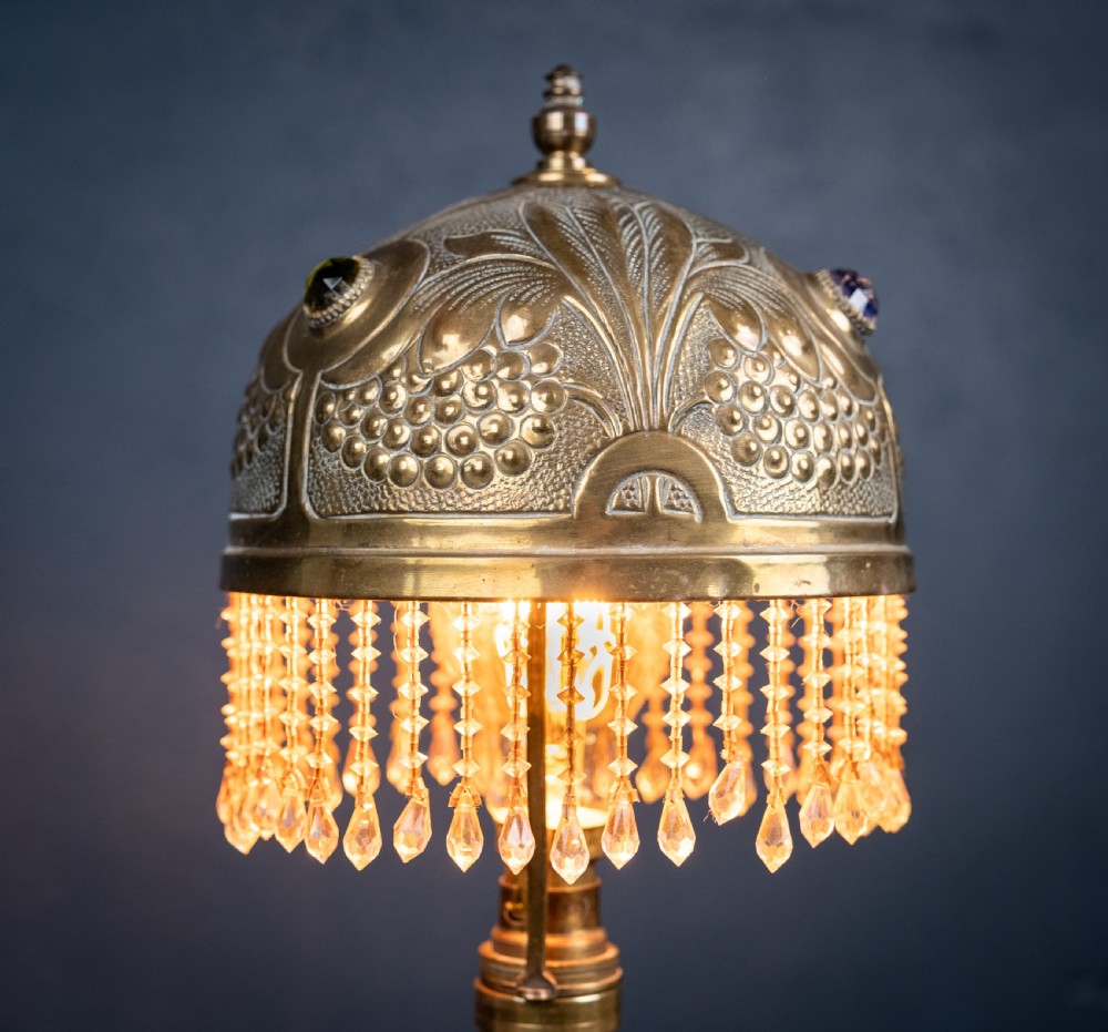 Art Nouveau Jewelled Brass Pullman's Carriage Lamp View XI