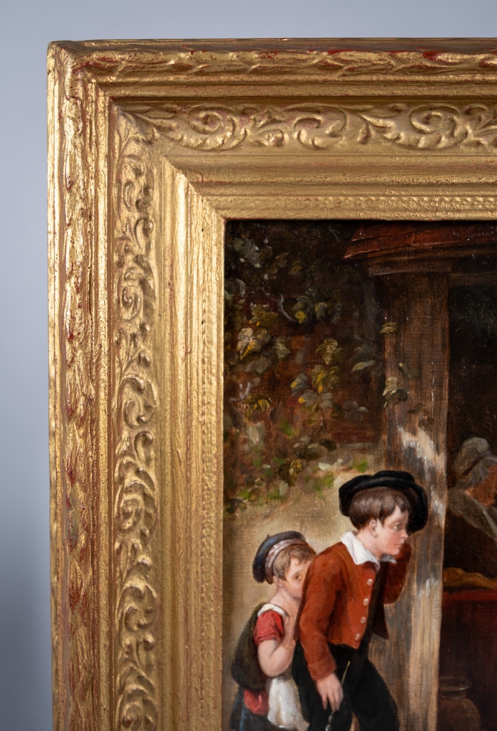 19th Century Oil On Canvas - Outside School View IV