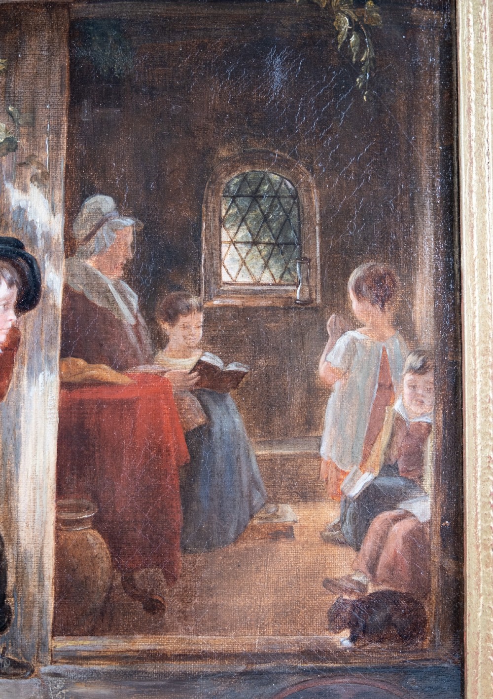 19th Century Oil On Canvas - Outside School View V