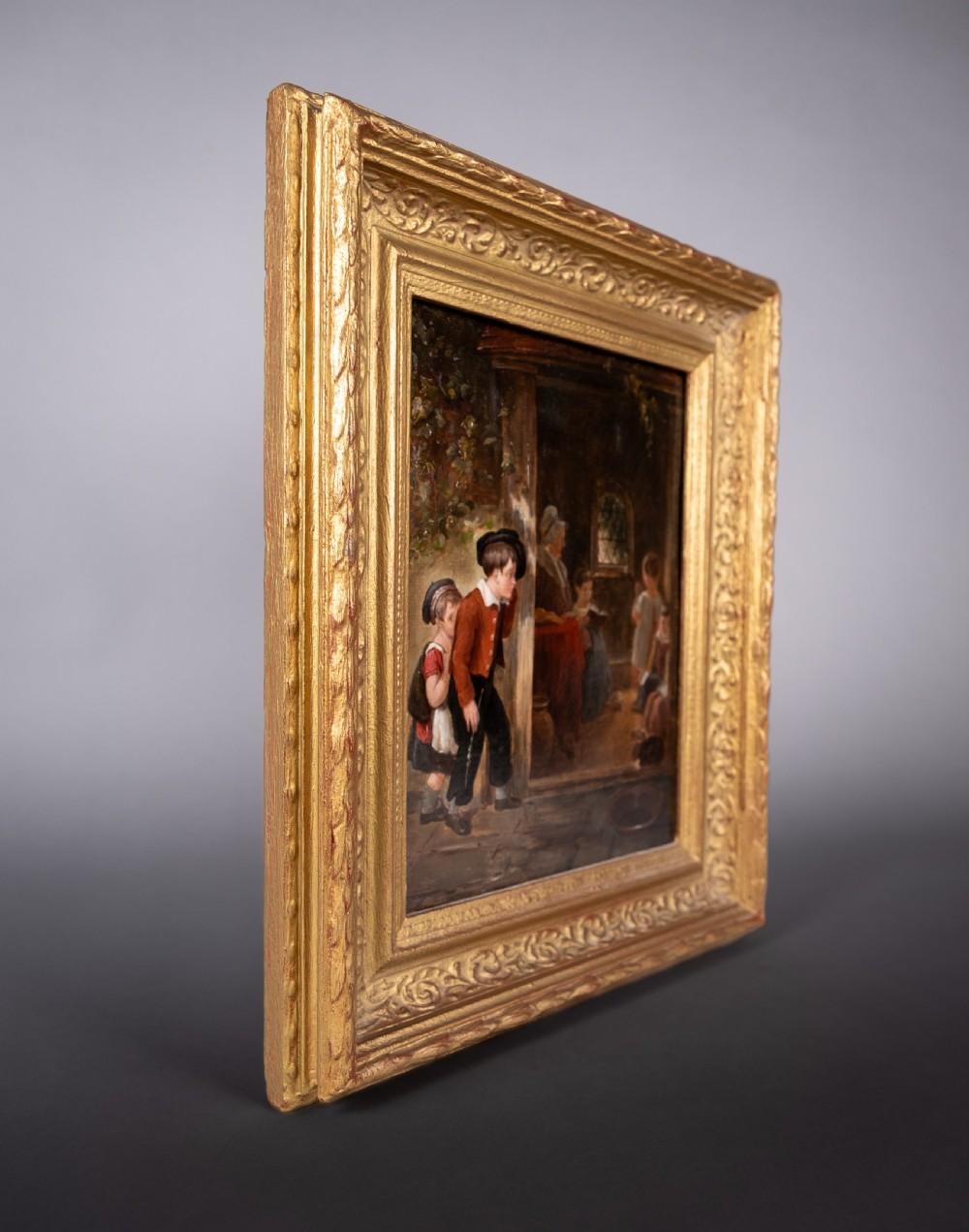 19th Century Oil On Canvas - Outside School View VII