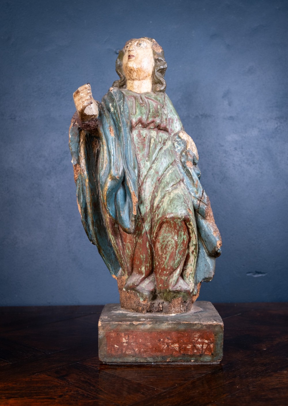 Late 17th / Early 18th Century Polychrome Carved Wooden Figure of The Madonna View II