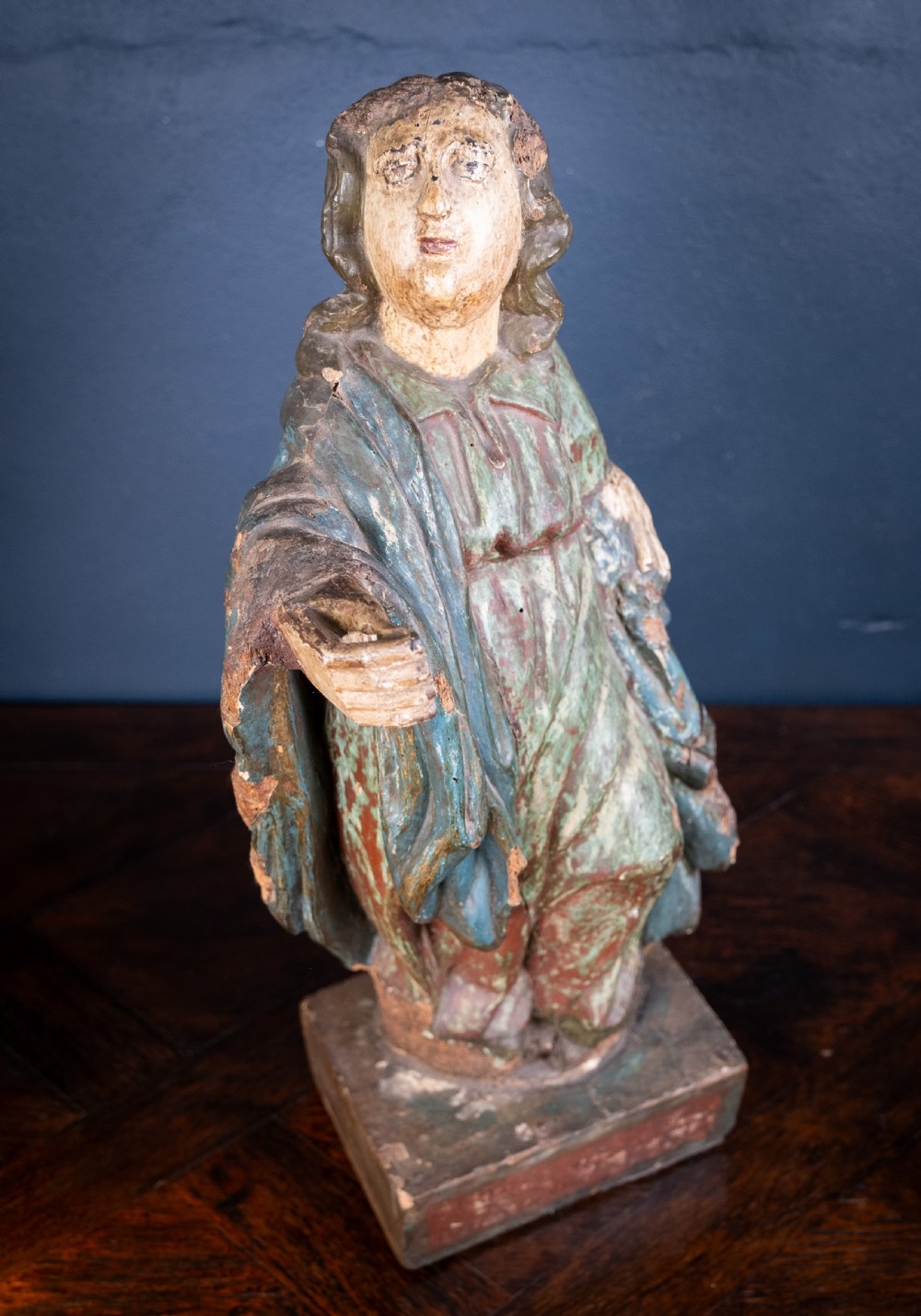 Late 17th / Early 18th Century Polychrome Carved Wooden Figure of The Madonna