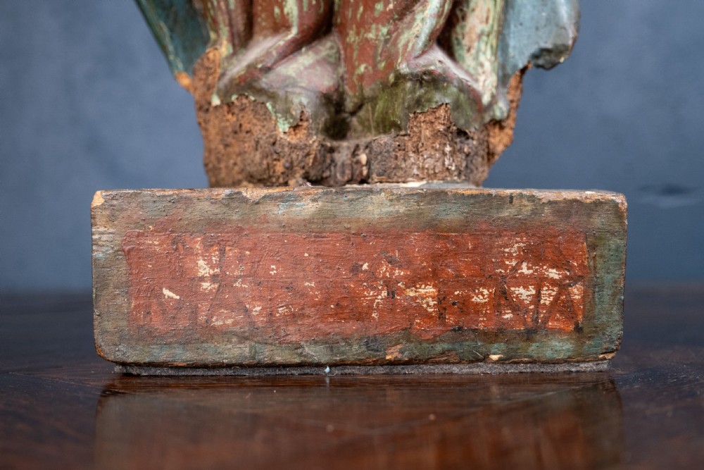 Late 17th / Early 18th Century Polychrome Carved Wooden Figure of The Madonna View V