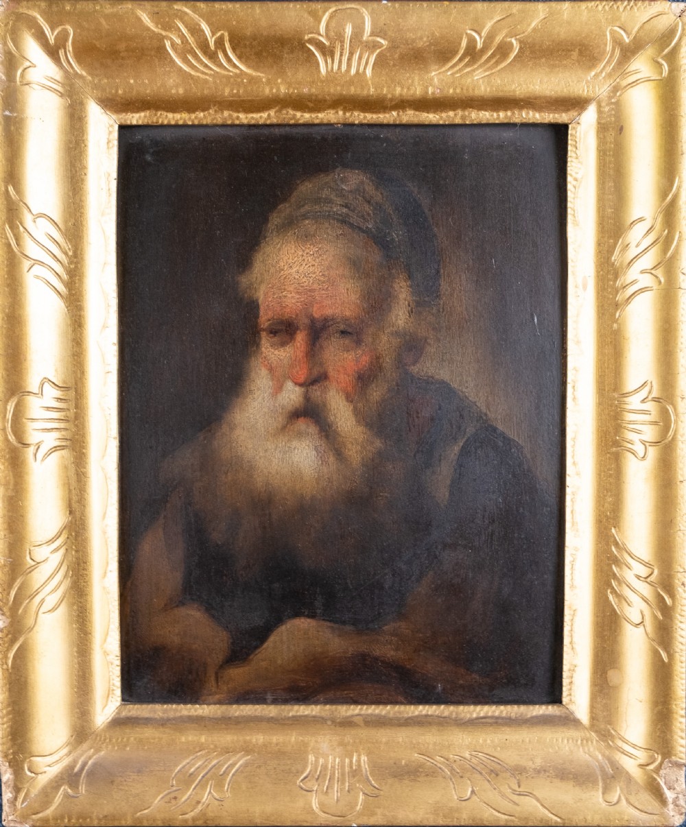 Follower of Christian Wilhelm Ernst Dietrich - A Bearded Sage. Oil On Panel. View IV