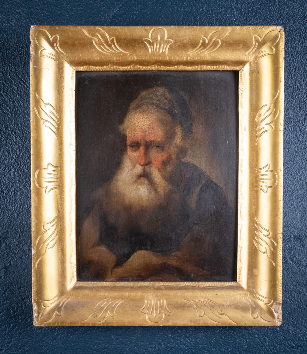Follower of Christian Wilhelm Ernst Dietrich - A Bearded Sage. Oil On Panel.