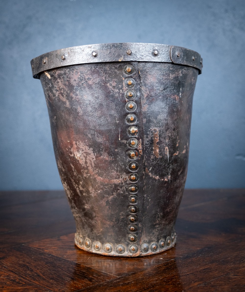 Late 18th Century Leather & Iron Riveted Fire Bucket View V