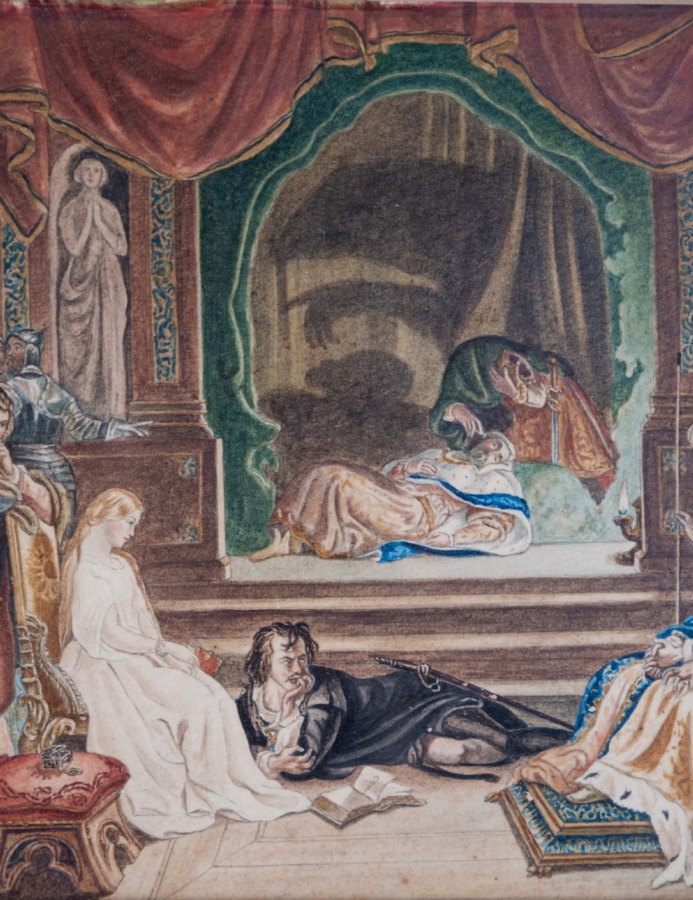 After Daniel Maclise (Irish 1806-1870) 'The Play Scene From Hamlet'. Watercolour. Dated 1858. View IV