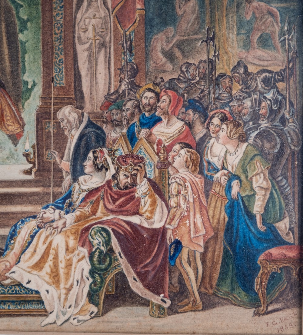 After Daniel Maclise (Irish 1806-1870) 'The Play Scene From Hamlet'. Watercolour. Dated 1858. View V