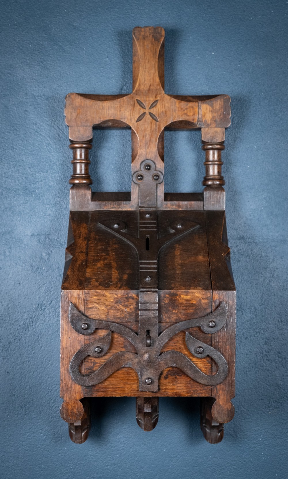 Arts & Crafts Gothic Revival Oak & Iron Church Collection Box