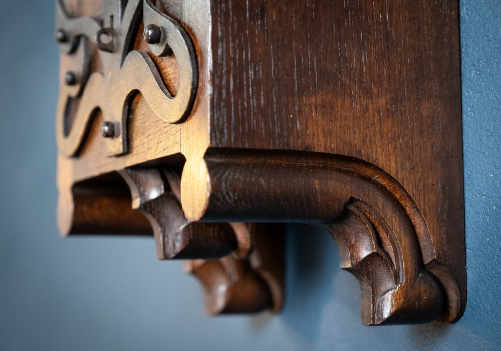 Arts & Crafts Gothic Revival Oak & Iron Church Collection Box View III