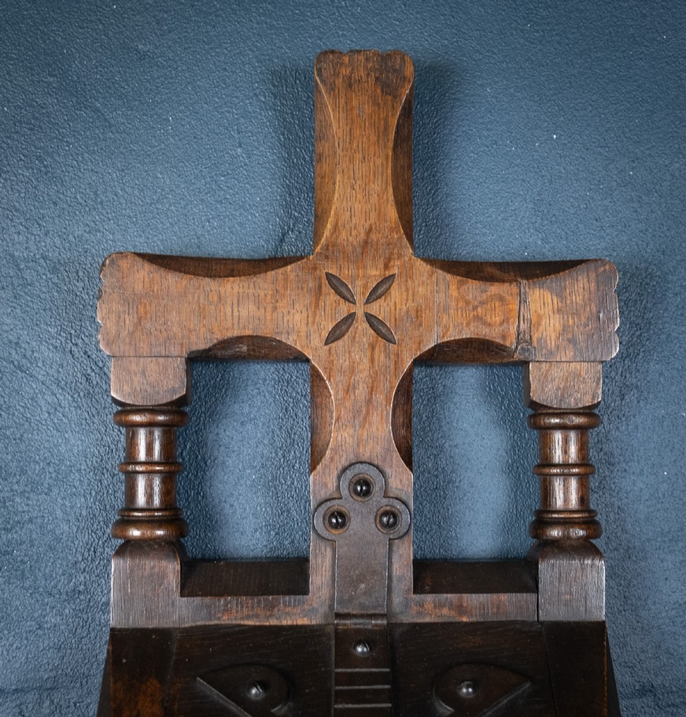 Arts & Crafts Gothic Revival Oak & Iron Church Collection Box View X