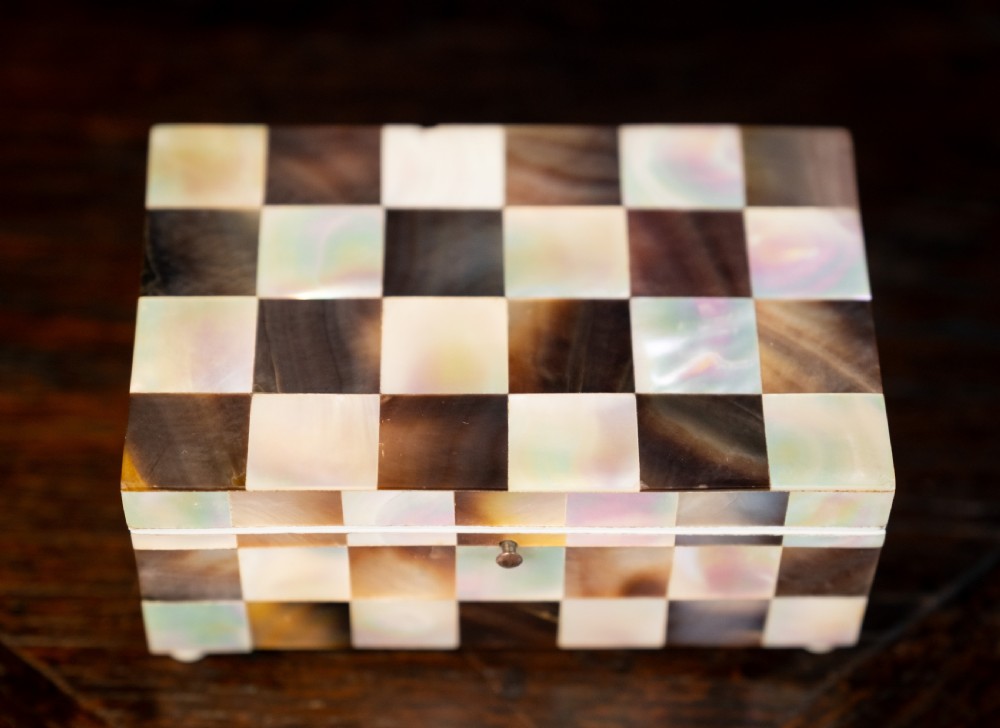 Mother of Pearl & Abalone Chequered Trinket Box, c.1910 View III