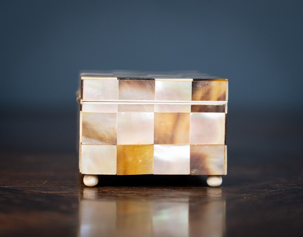 Mother of Pearl & Abalone Chequered Trinket Box, c.1910 View VII