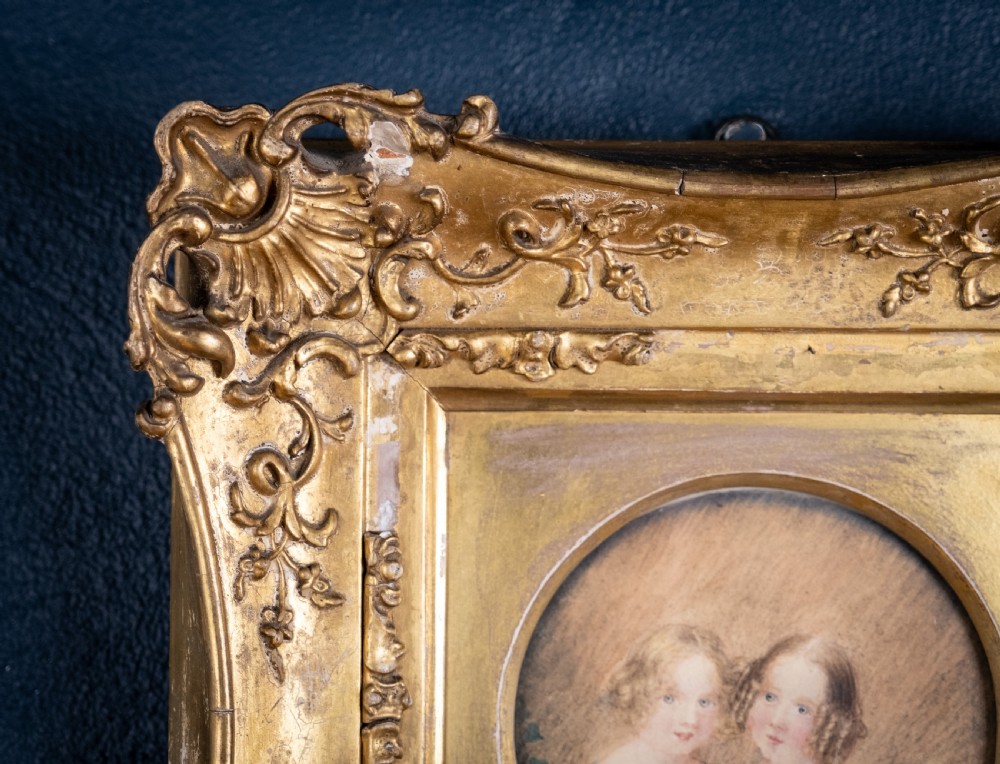 19th Century Watercolour & Pencil - Two Young Girls View IV