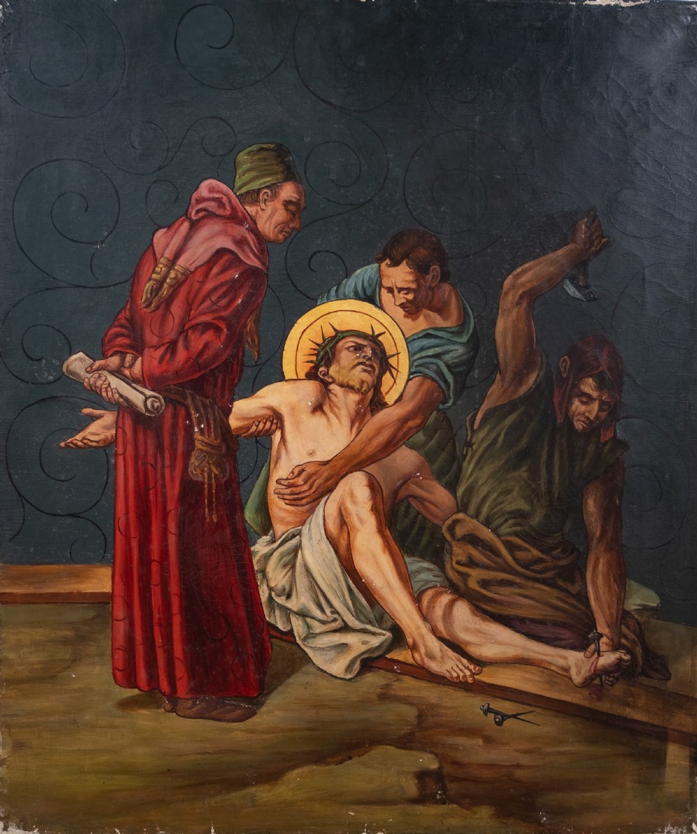 Circle Of Martin Feuerstein (1856-1931) - Stations Of The Cross, c.1920. Oils On Canvas. View V