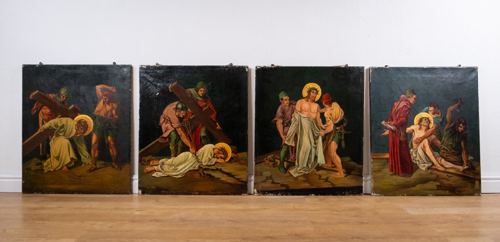 Circle Of Martin Feuerstein (1856-1931) - Stations Of The Cross, c.1920. Oils On Canvas. View VIII