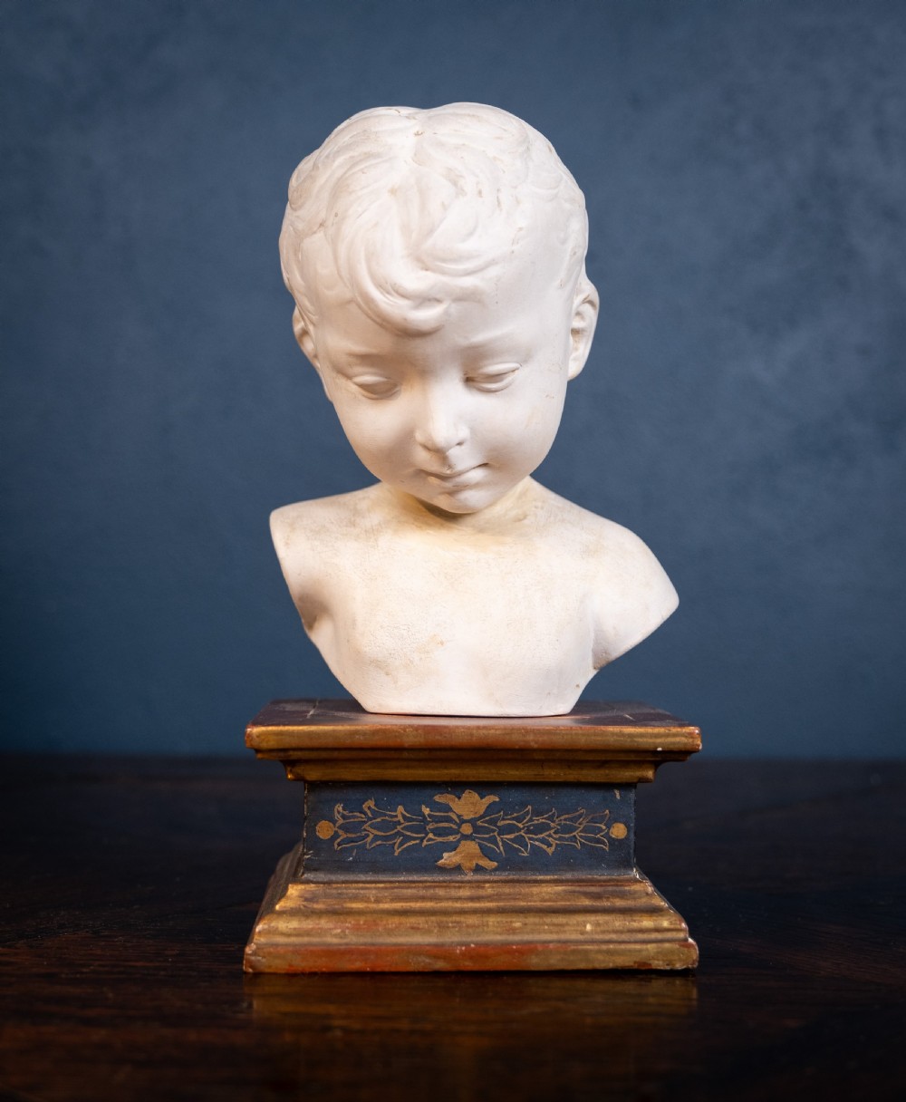 Plaster Bust Of Infant On Giltwood Plinth View II
