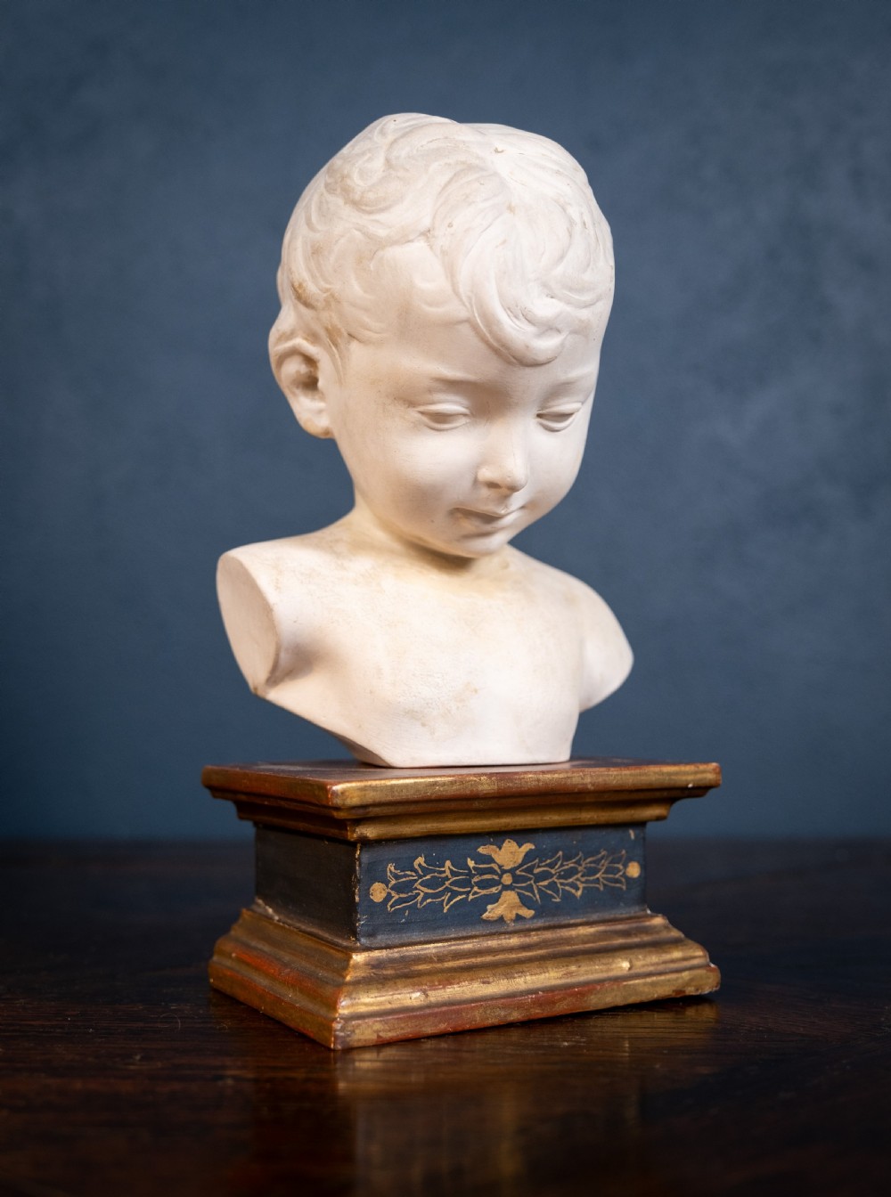 Plaster Bust Of Infant On Giltwood Plinth View V