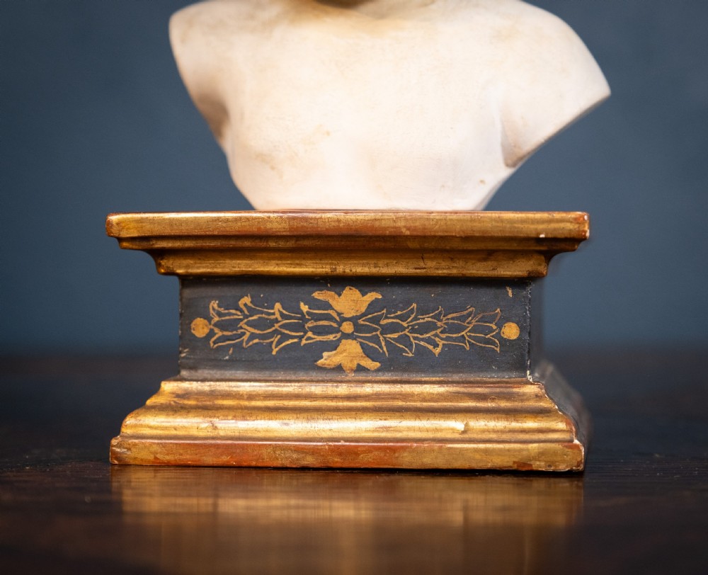 Plaster Bust Of Infant On Giltwood Plinth View X