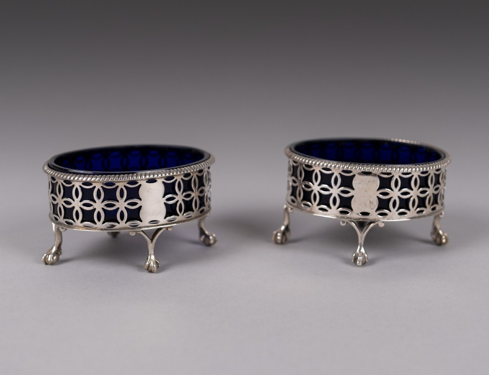 Pair Of George III Sterling Silver Salts by Edward Lowe, London, 1770.