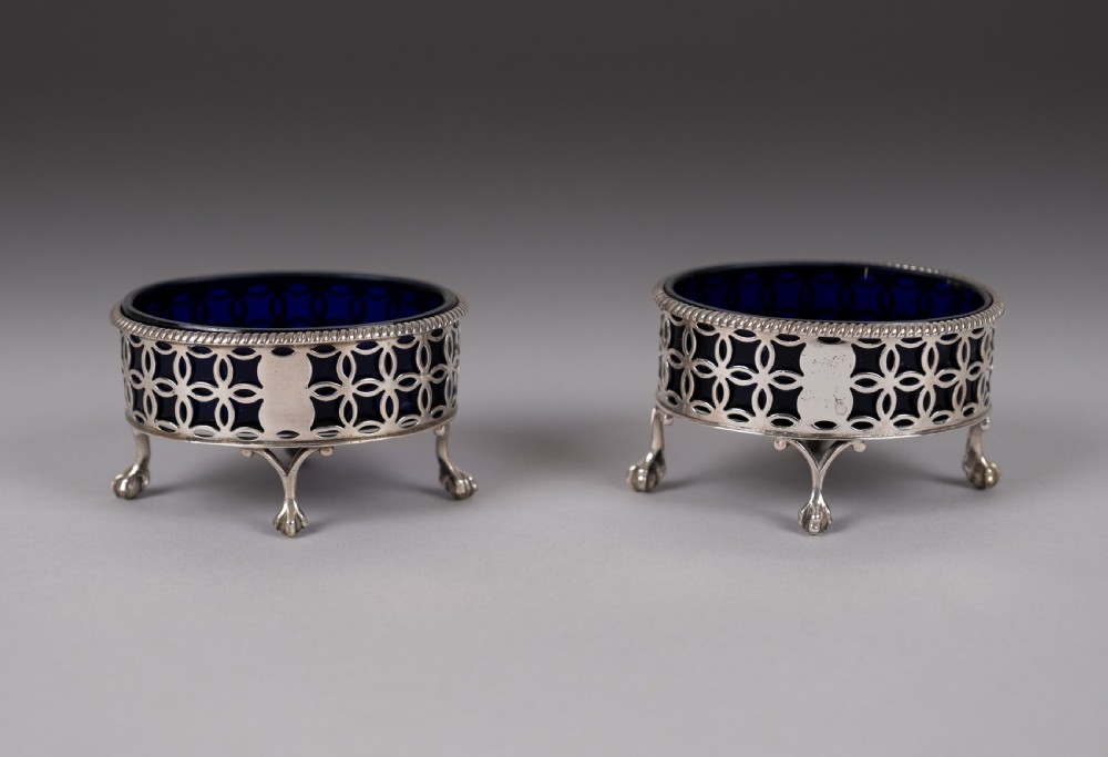 Pair Of George III Sterling Silver Salts by Edward Lowe, London, 1770. View II