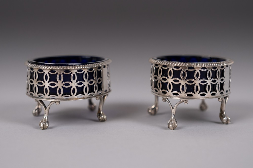 Pair Of George III Sterling Silver Salts by Edward Lowe, London, 1770. View III