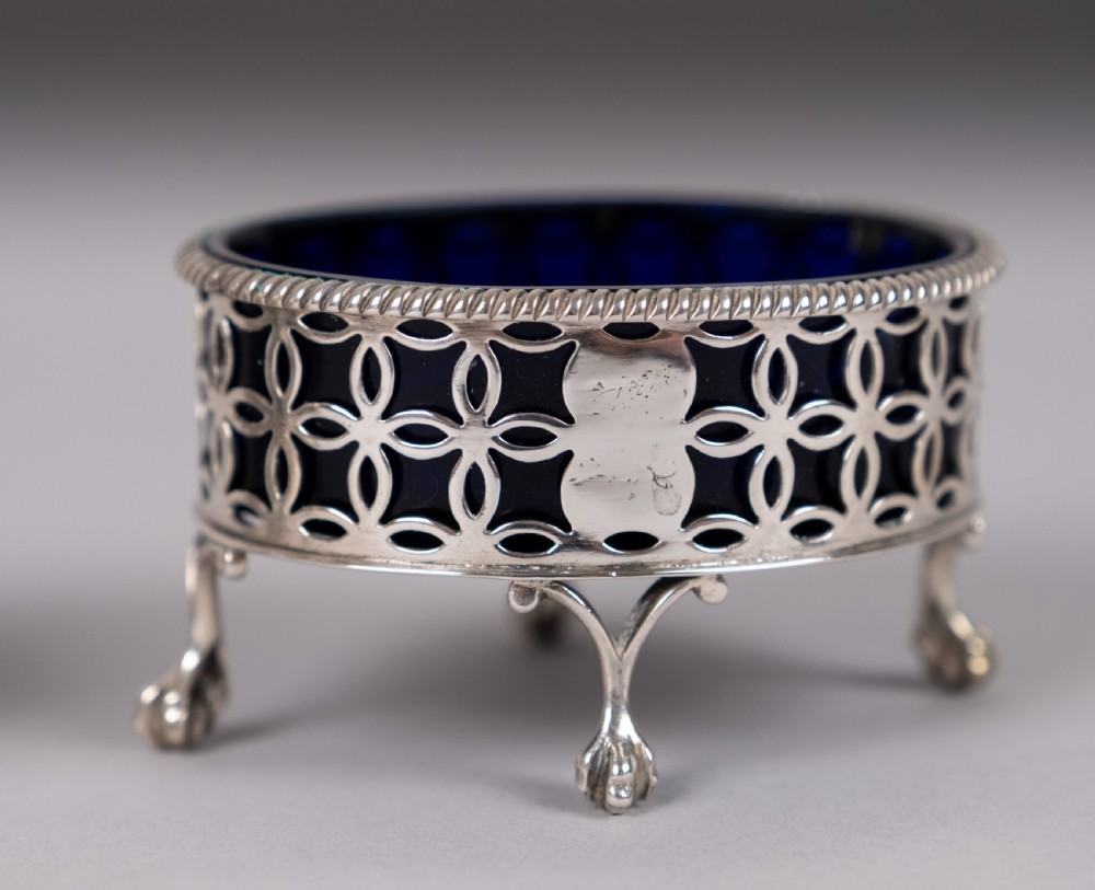 Pair Of George III Sterling Silver Salts by Edward Lowe, London, 1770. View V