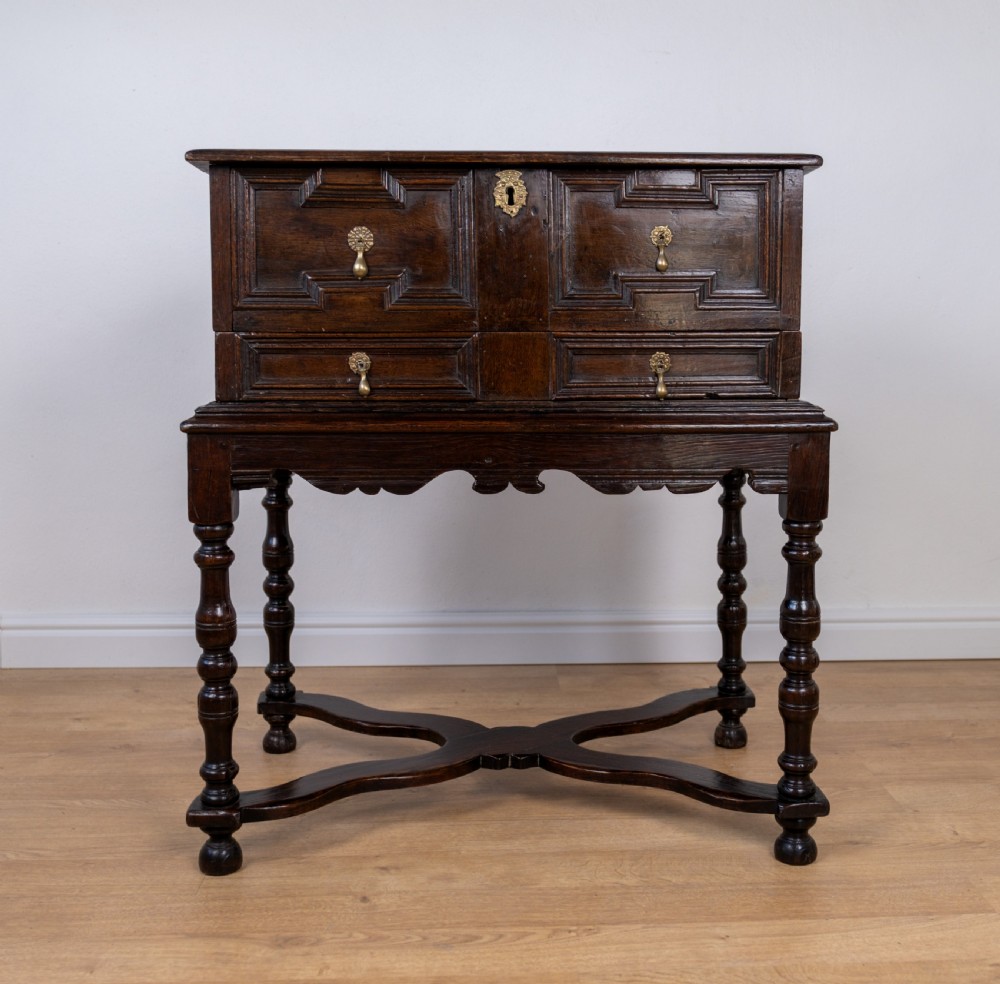17th Century Oak Bible Box On Later Stand