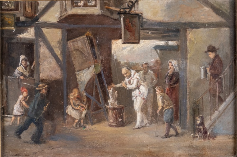 The Street Entertainer - Signed & Dated 1880. Oil On Canvas View II