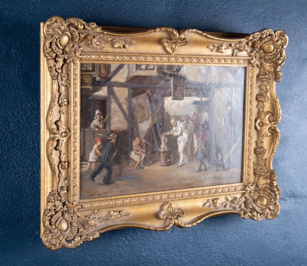 The Street Entertainer - Signed & Dated 1880. Oil On Canvas View VIII