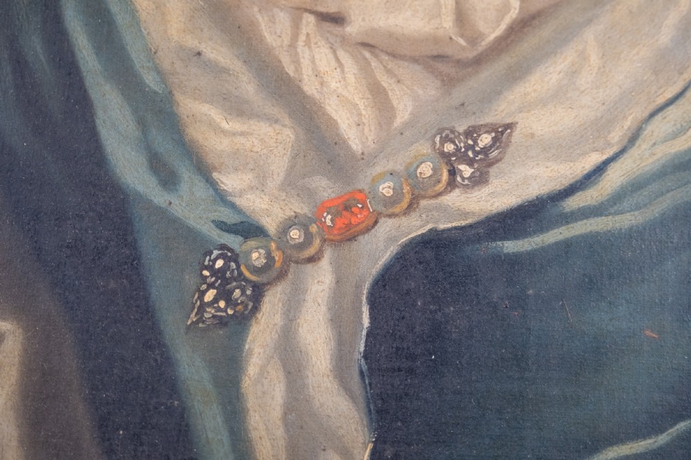 Large 18th Century Portrait Of A Young Lady In A Silk Dress. Oil On Canvas. View VI