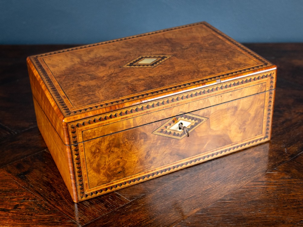 Victorian Walnut Tunbridge Ware Writing Slope