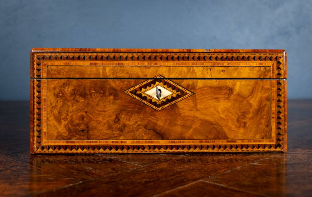 Victorian Walnut Tunbridge Ware Writing Slope View III