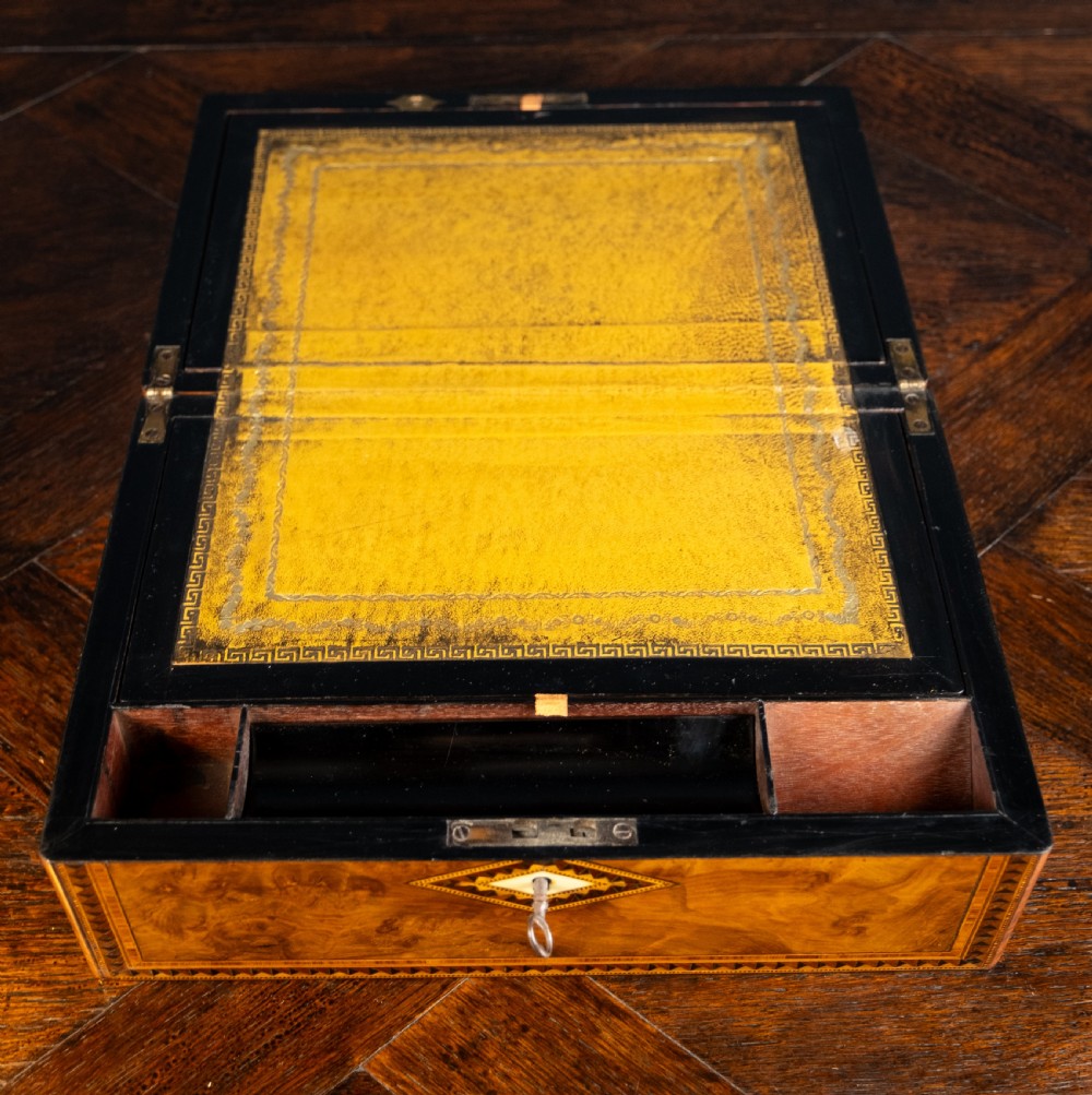 Victorian Walnut Tunbridge Ware Writing Slope View VIII