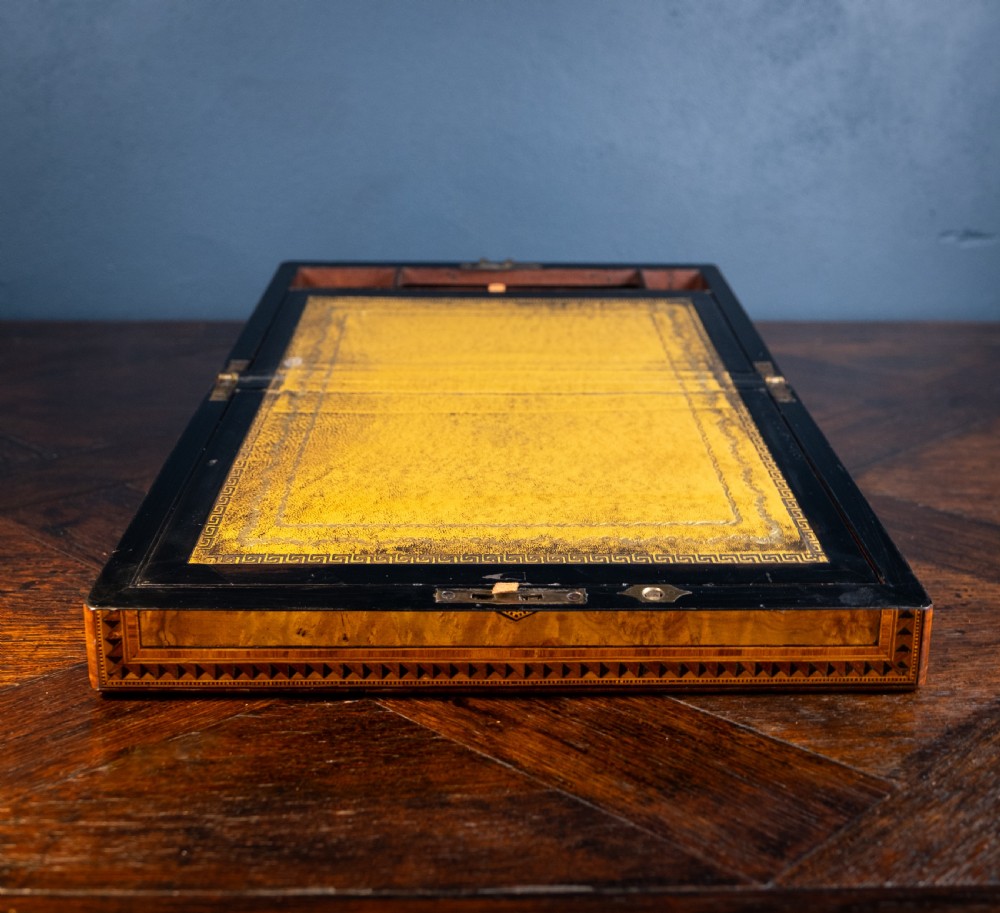 Victorian Walnut Tunbridge Ware Writing Slope View XII