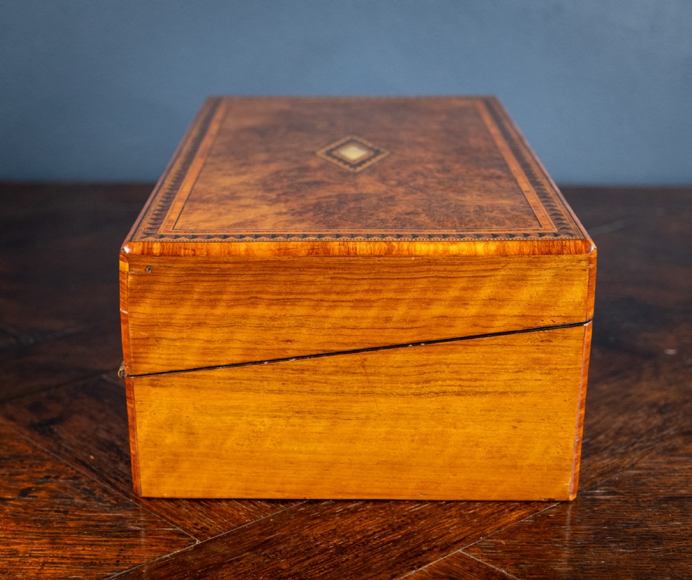 Victorian Walnut Tunbridge Ware Writing Slope View XVII