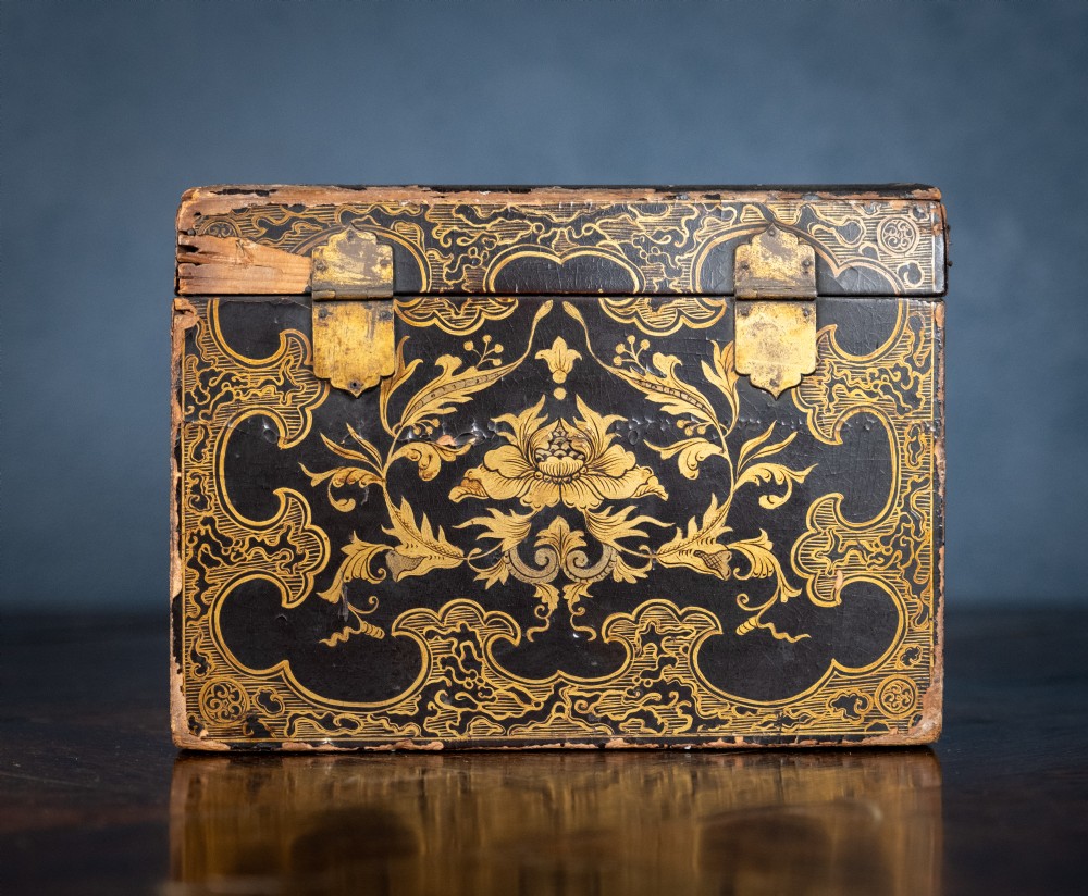 18th Century Black & Gold Lacquer Tea Caddy View VI