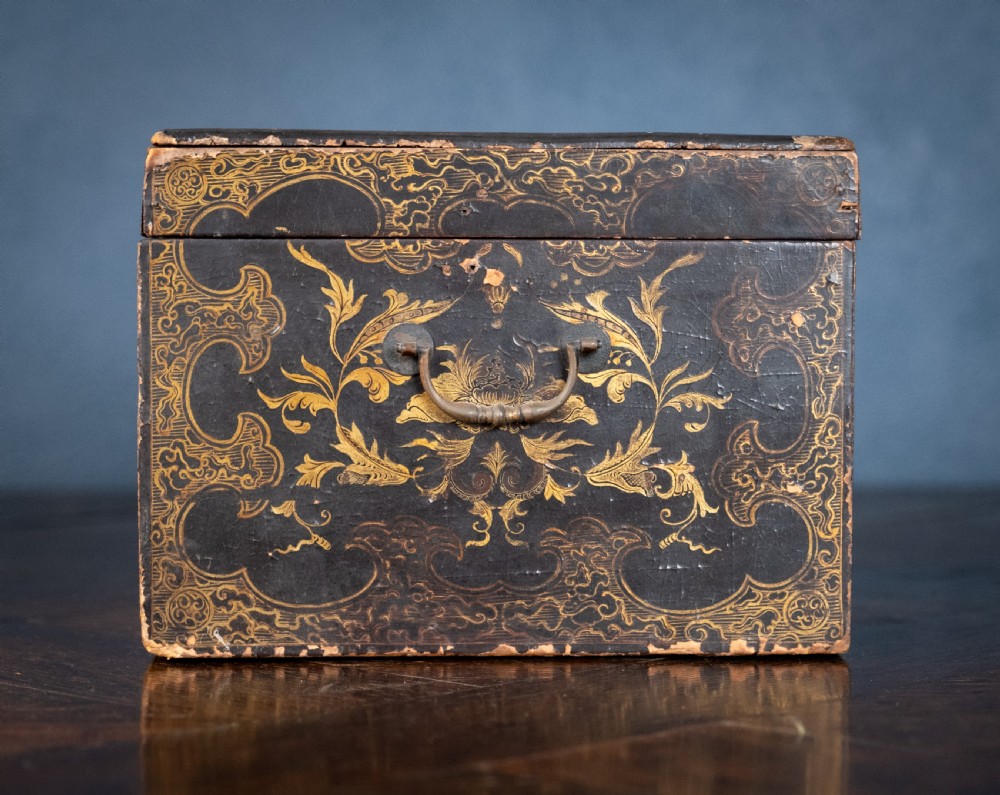 18th Century Black & Gold Lacquer Tea Caddy View IX