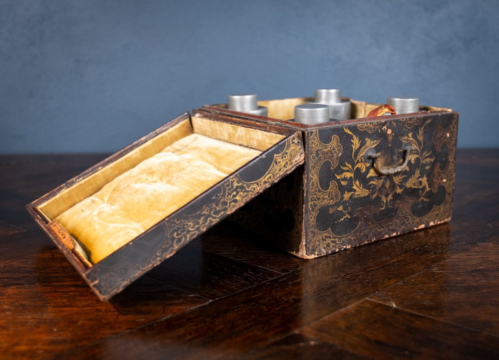 18th Century Black & Gold Lacquer Tea Caddy View XI