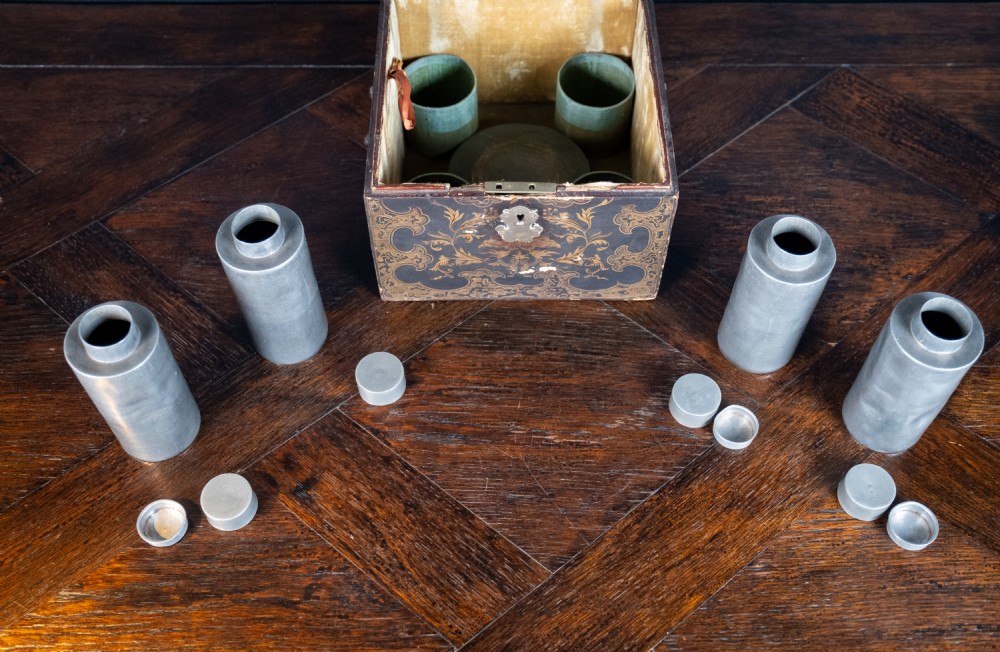18th Century Black & Gold Lacquer Tea Caddy View XVI