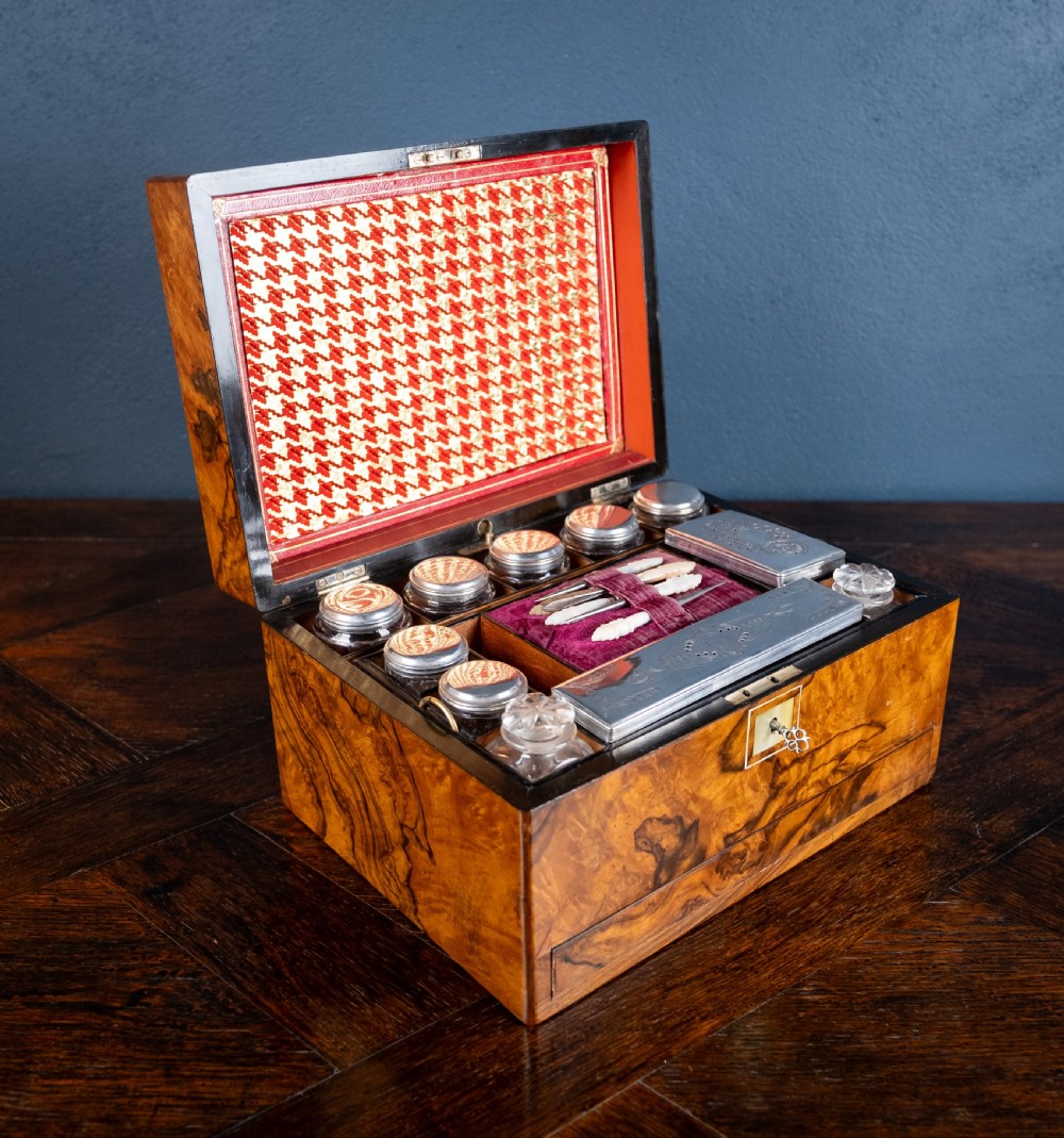 Victorian Burr Walnut Vanity / Dressing Box