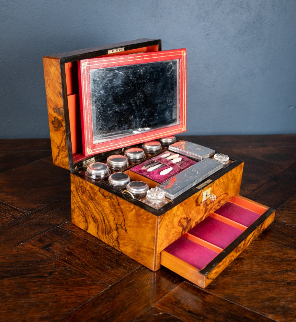 Victorian Burr Walnut Vanity / Dressing Box View II