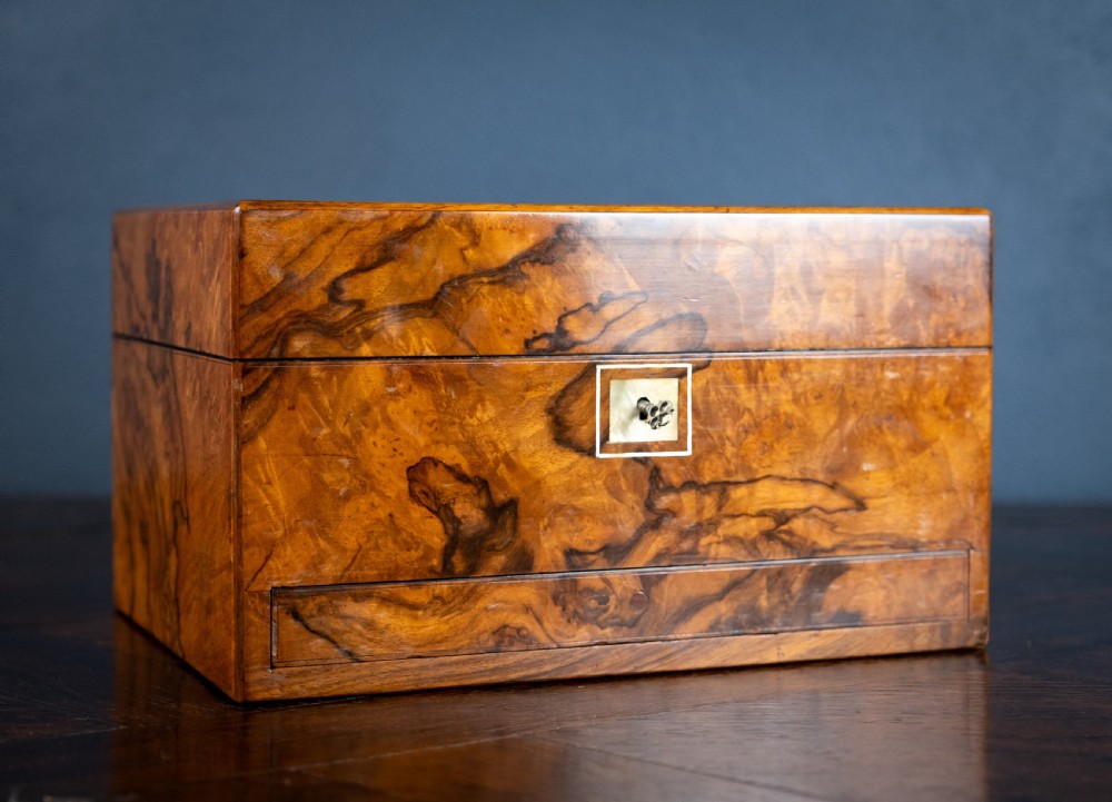 Victorian Burr Walnut Vanity / Dressing Box View IV