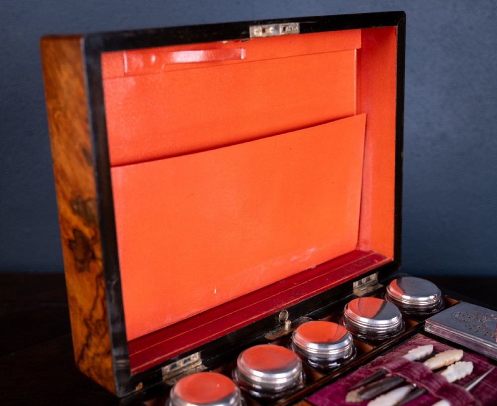Victorian Burr Walnut Vanity / Dressing Box View XII